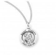 Sterling Silver Medal Round St Joseph - 18" Chain - Boxed - Necklace Sterling Silver Medal Round St Joseph - 18" Chain - Boxed - Necklace