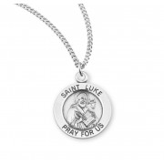 Sterling Silver Medal Round St Luke18" Chain - Boxed - Necklace