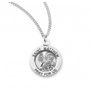 Sterling Silver Medal Round St Matthew- 18" Chain - Boxed - Necklace