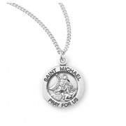 Sterling Silver Medal Round St Michael - 18" Chain - Boxed - Necklace