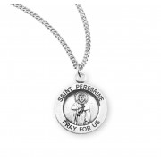 Sterling Silver Medal Round St Peregrine 18" Chain - Boxed - Necklace