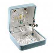 Aurora Finest Austrian Crystal Sterling Silver Rosary