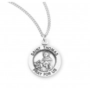 Sterling Silver Medal Round St Thomas Medal 18" Chain - Boxed - Necklace