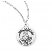 Sterling Silver Medal Round St Catherine- 18" Chain - Boxed - Necklace Sterling Silver Medal Round St Catherine- 18" Chain - Boxed - Necklace