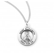 Sterling Silver Medal Round St Elizabeth- 18" Chain - Boxed - Necklace Sterling Silver Medal Round St Elizabeth- 18" Chain - Boxed - Necklace