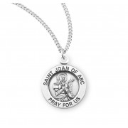 Sterling Silver Medal Round St Joan of Arc- 18" Chain - Boxed - Necklace Sterling Silver Medal Round St Joan of Arc- 18" Chain - Boxed - Necklace