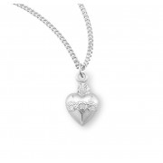 Sterling Silver Sacred Heart Medal - Necklace