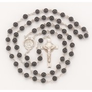 7mm Black Cocoa Bead Sterling Rosary Boxed