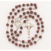 Genuine Maroon Cocoa Bead Sterling Silver Rosary