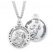 Sterling Silver St. Christopher Basketball Medal- 24" Chain - Boxed - Necklace Sterling Silver St. Christopher Basketball Medal- 24" Chain - Boxed - Necklace