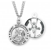 Sterling St. Christopher Track Medal 24" Chain - Boxed - Necklace Sterling St. Christopher Track Medal 24" Chain - Boxed - Necklace
