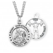 Sterling St. Christopher Weight Lifting Medal 24" Chain - Boxed - Necklace Sterling St. Christopher Weight Lifting Medal 24" Chain - Boxed - Necklace