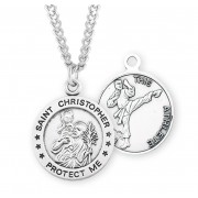 Sterling Silver St. Chris Martial Arts-24" Chain - Boxed - Necklace Sterling Silver St. Chris Martial Arts-24" Chain - Boxed - Necklace
