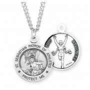 Sterling Silver Round St Sebastian Track 24" Chain - Boxed - Necklace