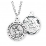 Sterling Silver Round St Sebastian Swimming 24" Chain - Boxed - Necklace