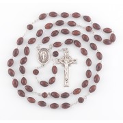Oval Maroon Cocoa Sterling Silver Rosary