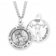 Sterling Silver Round St Sebastian Weight Lifting 24" Chain - Boxed - Necklace