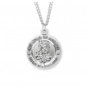 Sterling silver Round St. Michael EMT Medal - 24" Chain - Boxed - Necklace