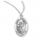 Sterling Oval St Brendan - 20" Chain - Boxed - Necklace