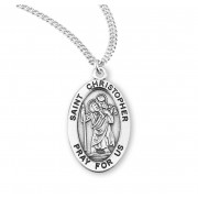 Sterling Oval St Christopher - 20" Chain - Boxed - Necklace