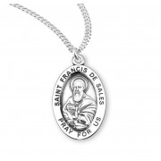 Sterling Oval St. Francis de Sales - 20" Chain - Boxed - Necklace