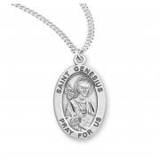 Sterling Oval St Genesius - 20" Chain - Boxed - Necklace