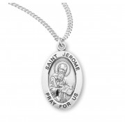 Sterling Oval St Jerome - 20" Chain - Boxed - Necklace