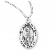 Sterling Oval St Martin De Porres - 20" Chain - Boxed - Necklace