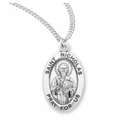 Sterling Oval St Nicholas - 20" Chain - Boxed - Necklace