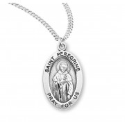 Sterling Silver Oval St Peregrine - 20" Chain - Boxed - Necklace
