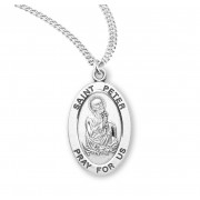 Sterling Oval St Peter - 20" Chain - Boxed - Necklace