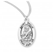 Sterling Oval St Philip - 20" Chain - Boxed - Necklace
