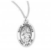 Sterling Silver Oval St Sebastian- *20" Chain - Boxed - Necklace
