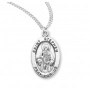 Sterling Oval St Stephen - 20" Chain - Boxed - Necklace