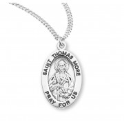 Sterling Oval St Thomas More - 20" Chain - Boxed - Necklace