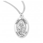 Sterling Oval St Timothy - 20" Chain - Boxed - Necklace