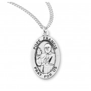 Sterling Silver Oval Pope Francis Medal - 20" Chain - Boxed - Necklace
