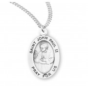 Sterling Silver Oval St. John Paul II Medal - 20" Chain - Boxed - Necklace