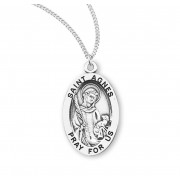 Sterling Oval St Agnes - 18" Chain - Boxed - Necklace