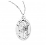 Sterling Oval St Agatha Medal - 18" Chain - Boxed - Necklace