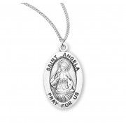 Sterling Oval St Angela - 18" Chain - Boxed - Necklace