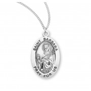 Sterling Oval St Barbara - 18" Chain - Boxed - Necklace