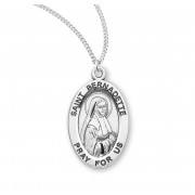 Sterling Oval St Bernadette - 18" Chain - Boxed - Necklace
