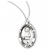 Sterling Oval St Elizabeth Ann Seton - 18" Chain - Boxed - Necklace