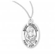 Sterling Oval St Genevieve - 18" Chain - Boxed - Necklace