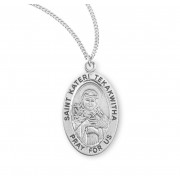 Sterling Oval St. Kateri Tekakwitha - 18" Chain - Boxed - Necklace