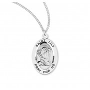 Sterling Oval St. Lily Medal - 18" Chain - Boxed - Necklace