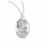 Sterling Oval St Lucy - 18" Chain - Boxed - Necklace