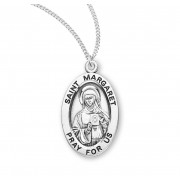 Sterling Silver Oval St Margaret - 18" Chain - Boxed - Necklace