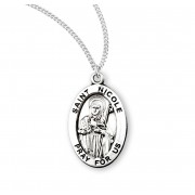Sterling Silver Oval St Nicole - 18" Chain - Boxed - Necklace